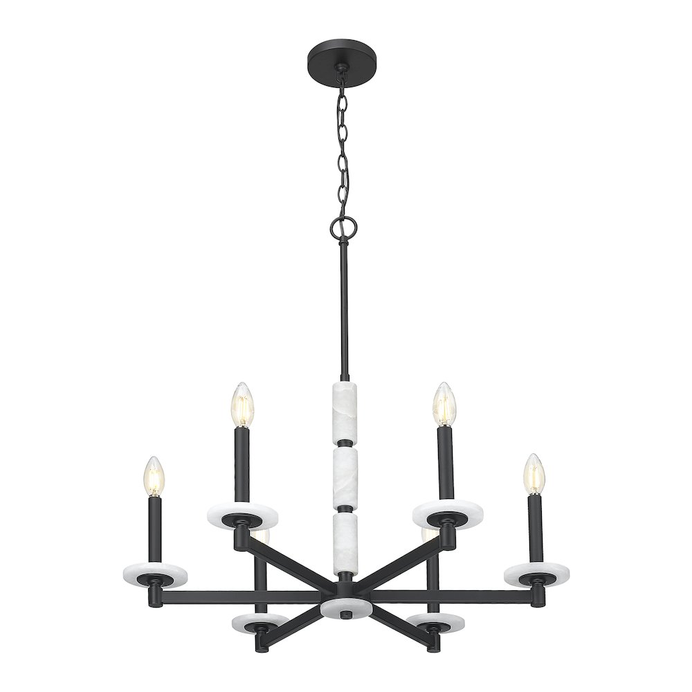 Z-Lite Kaden 6 Light Chandelier in Matte Black color, Steel frame. Picture 2