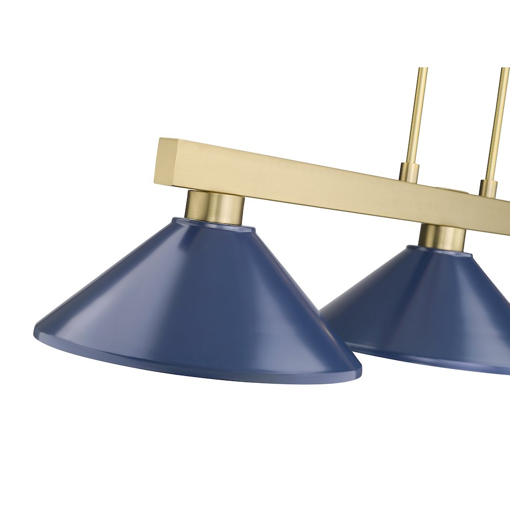 Z-Lite Cobalt 3 Light Billiard, Steel Frame, Navy Blue Shade Color. Picture 4