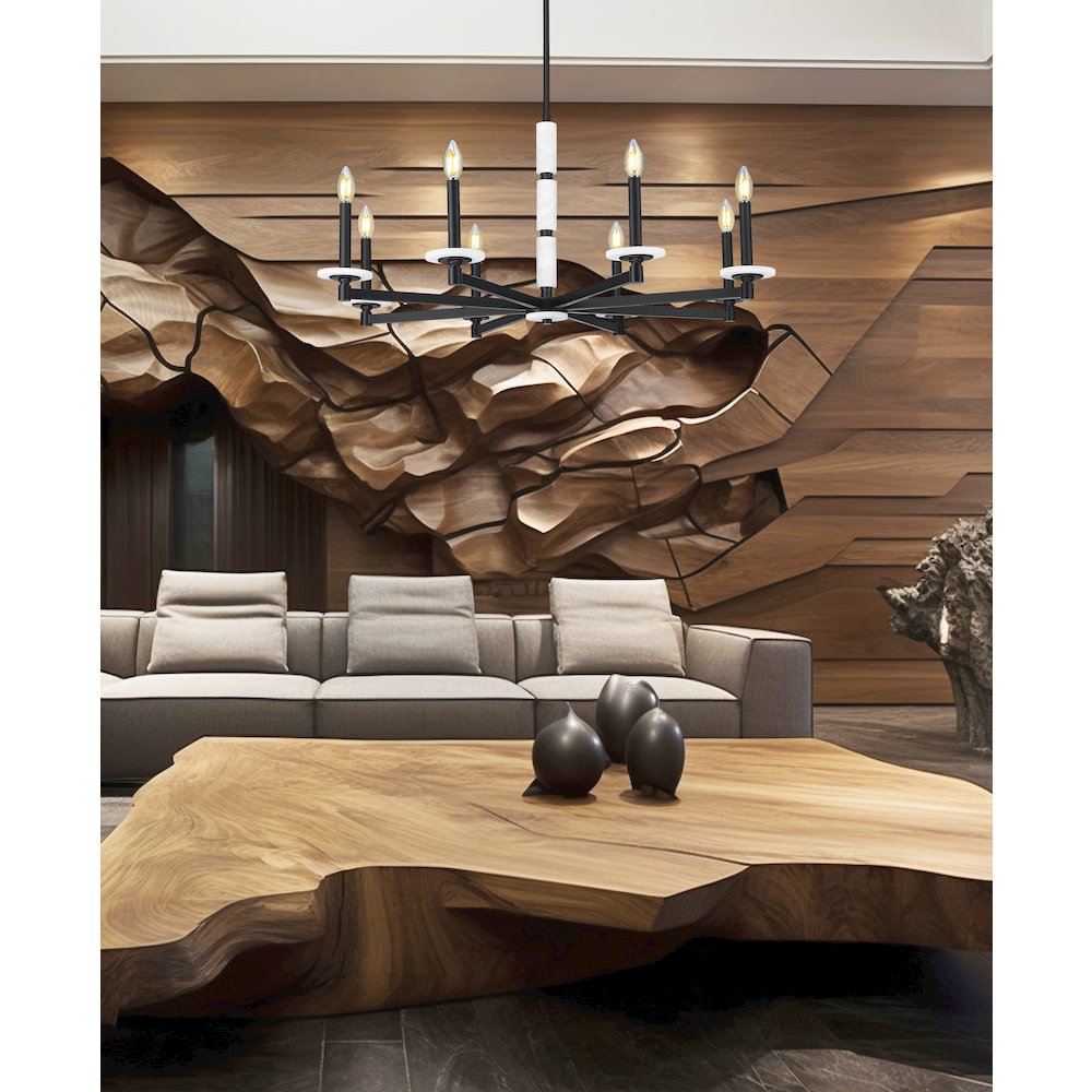 Z-Lite Kaden 8 Light Chandelier in Matte Black color, Steel frame. Picture 6