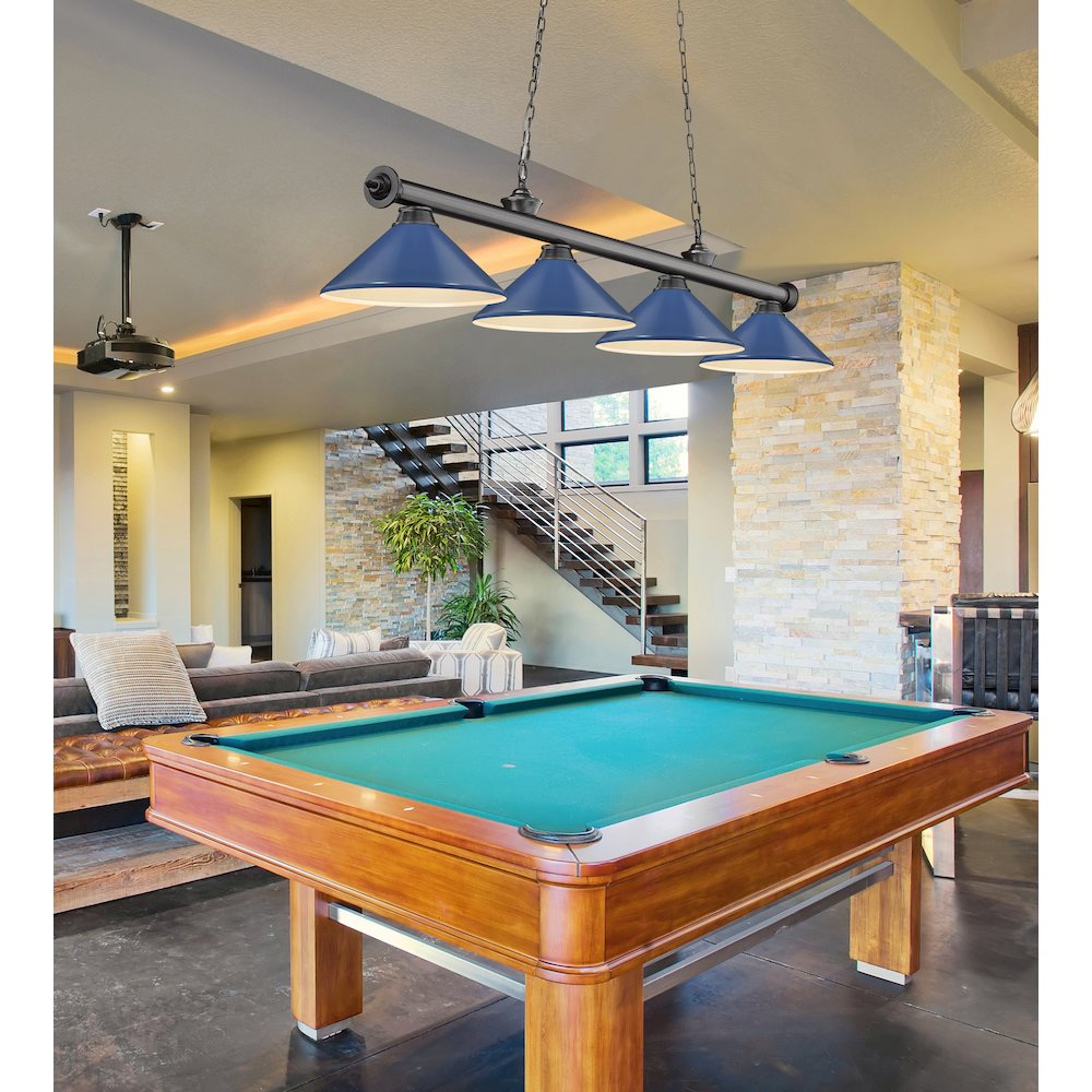 Z-Lite Cordon 4 Light Billiard, Steel Frame, Navy Blue Shade Color. Picture 7