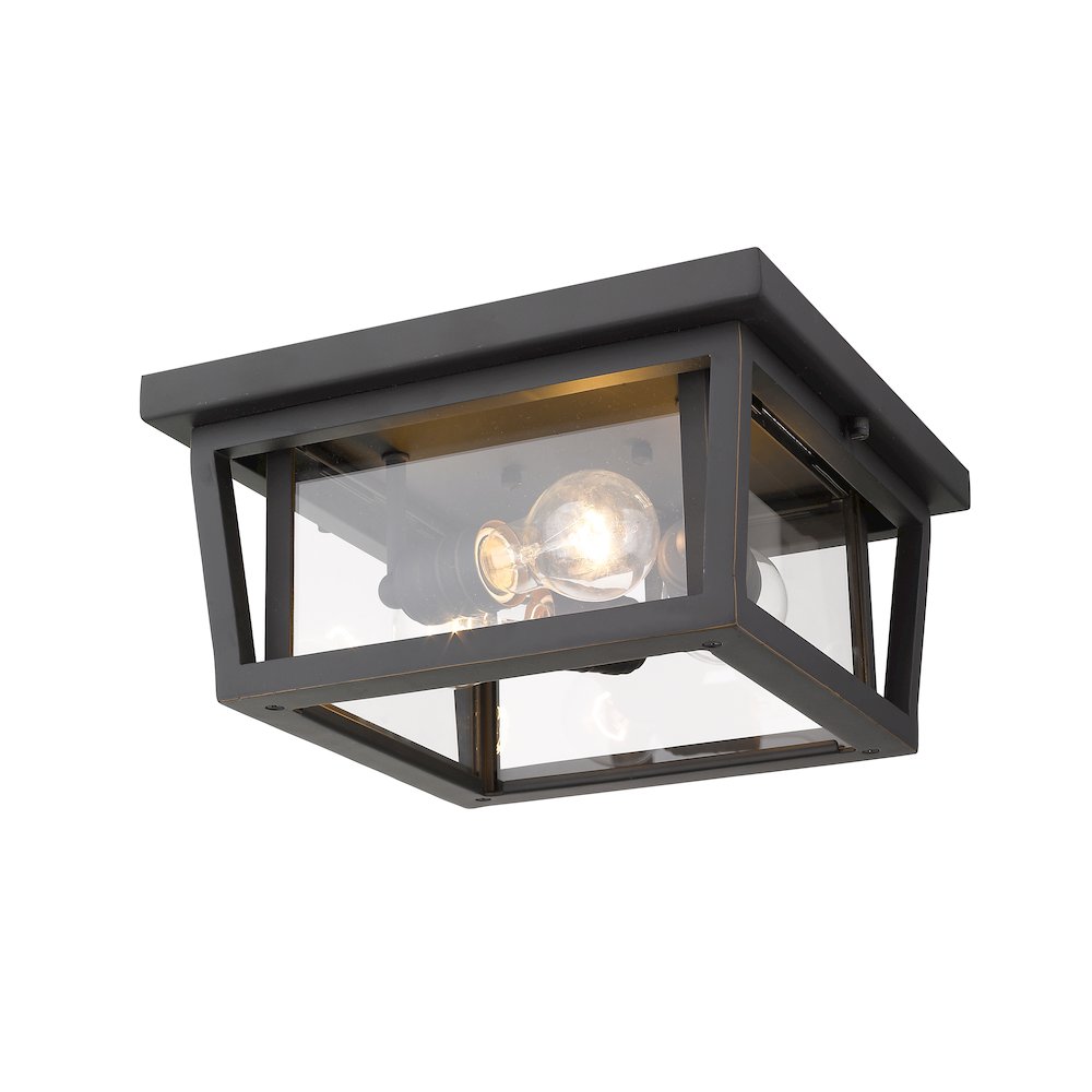 Z-Lite Seoul 3 Light Outdoor Flush Mount, Oil Rubbed Bronze. Picture 3