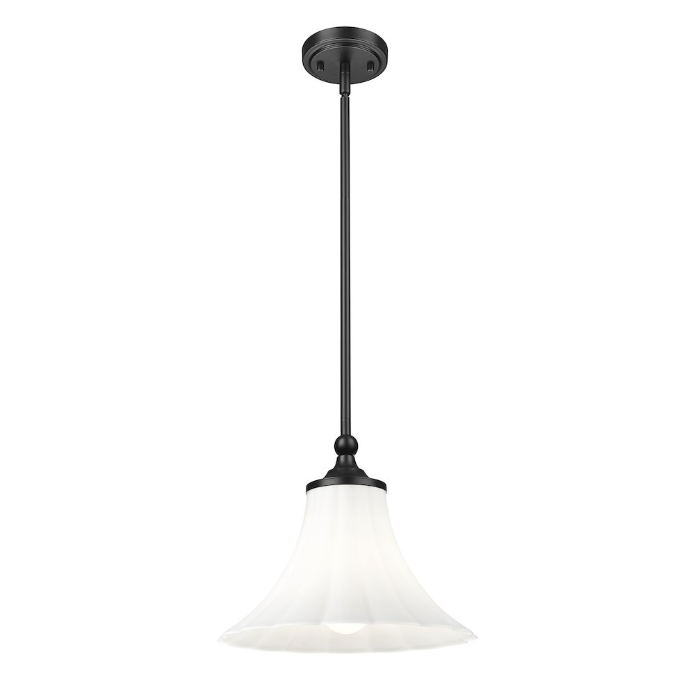 Z-Lite 1 Light Pendant, Matte Black. Picture 3