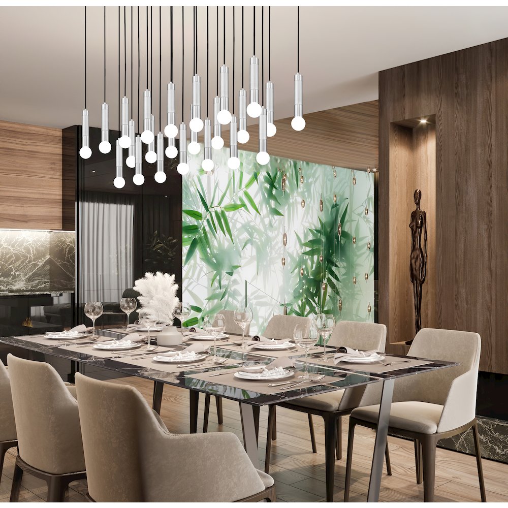 Z-Lite Stari 23 Light Linear Chandelier in Brushed Nickel color, Steel frame. Picture 6