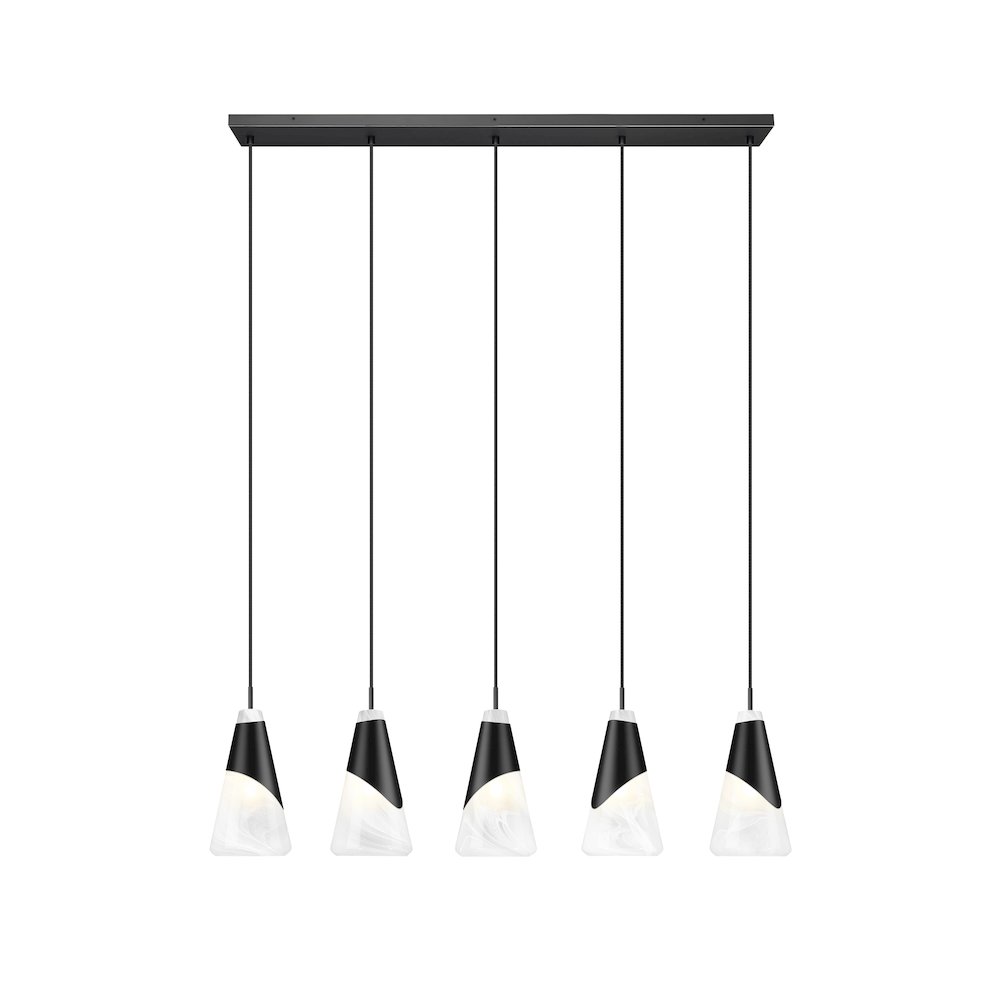 Z-Lite Aimie 5 Light Linear Chandelier, Matte Black. Picture 3