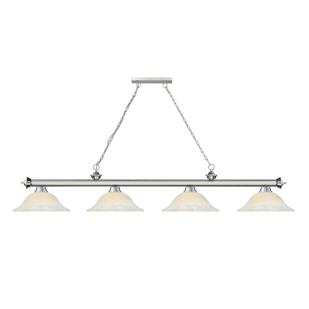 Z-Lite Cordon 4 Light Billiard, Steel Frame, White Mottle Shade Color. Picture 2