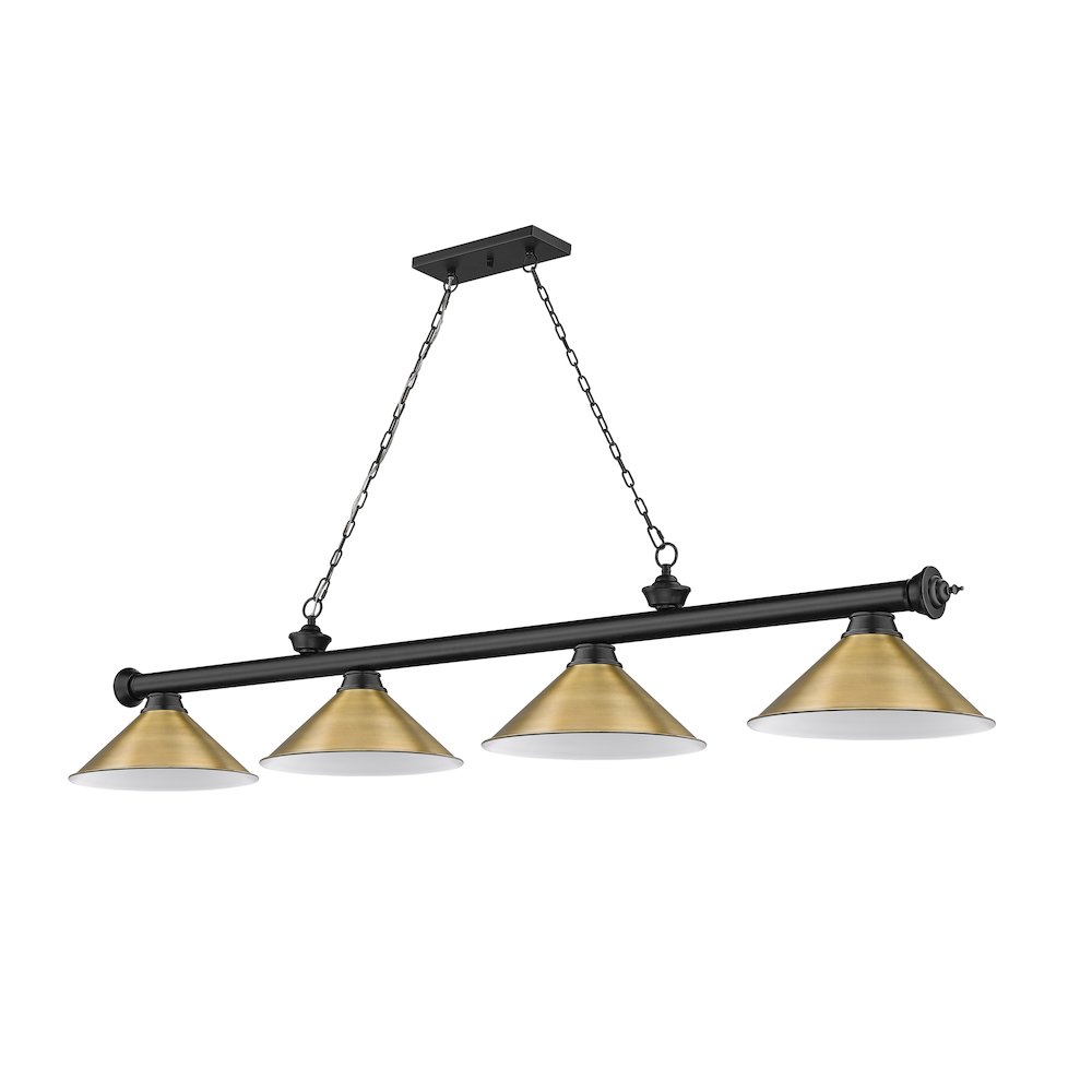 Z-Lite Cordon 4 Light Billiard, Steel Frame, Rubbed Brass Shade Color. Picture 5