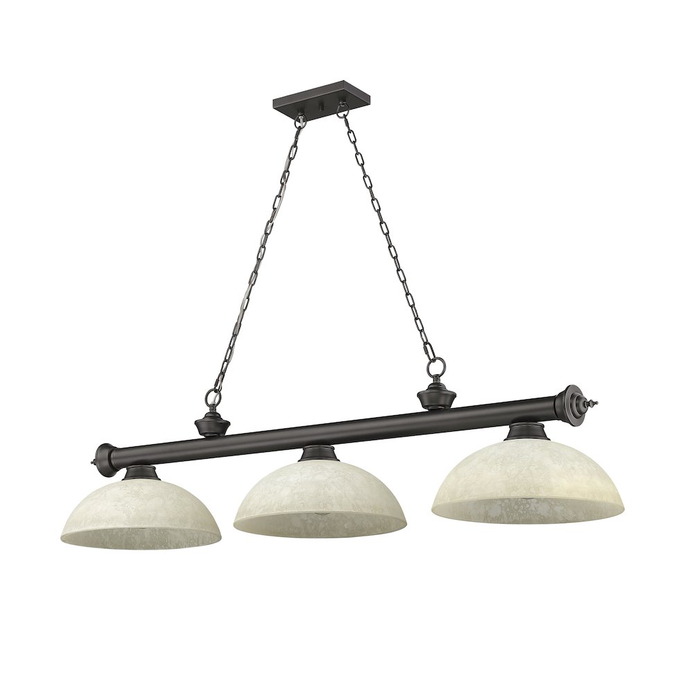 Z-Lite Cordon 3 Light Billiard, Steel Frame, Golden Mottle Shade Color. Picture 5