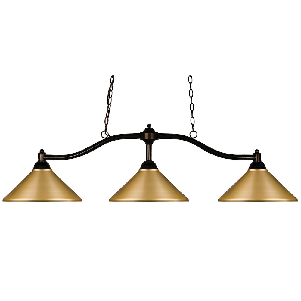 Z-Lite Chance 3 Light Billiard, Steel Frame, Satin Gold Shade Color. Picture 1