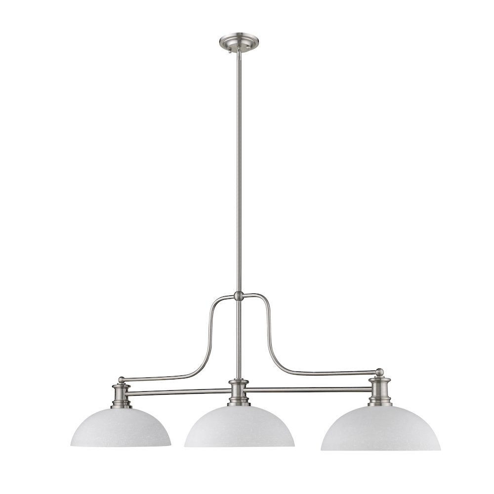 Z-Lite Melange 3 Light Billiard, Steel Frame, White Linen Shade Color. Picture 5