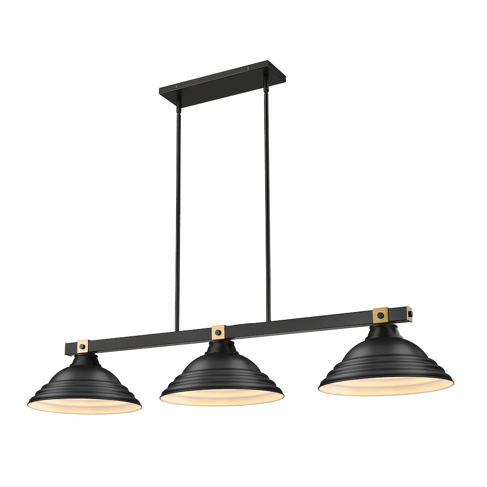 Z-Lite Bronte 3 Light Billiard, Steel Frame, Matte Black Shade Color. Picture 1