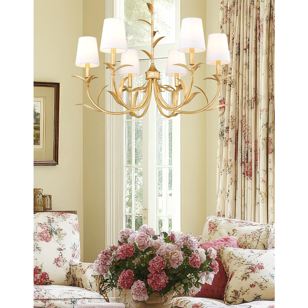 Z-Lite 6 Light Chandelier, Gold Leaf. Picture 6