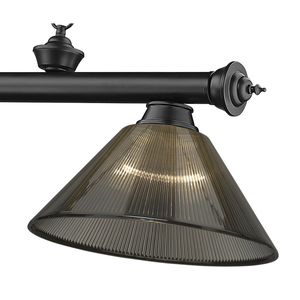 Z-Lite Cordon 3 Light Billiard, Steel Frame, Smoke Shade Color. Picture 4