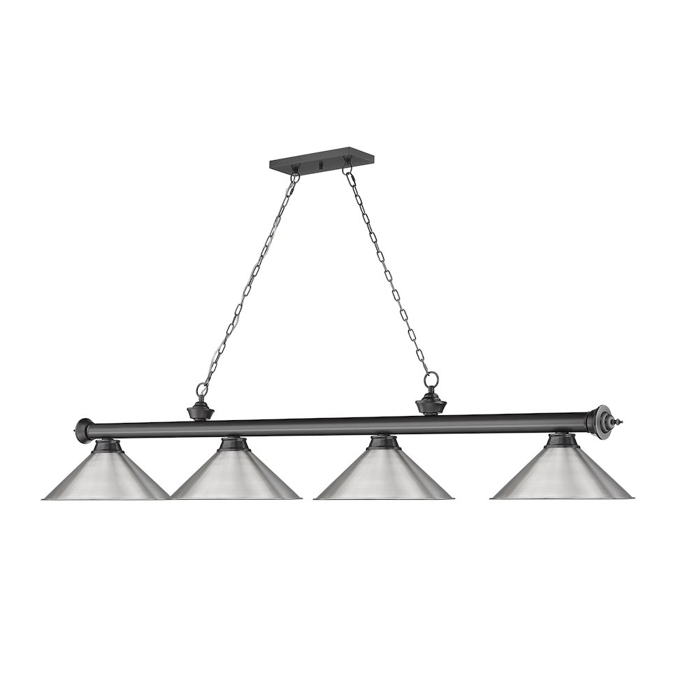 Z-Lite Cordon 4 Light Billiard, Steel Frame, Brushed Nickel Shade Color. Picture 3