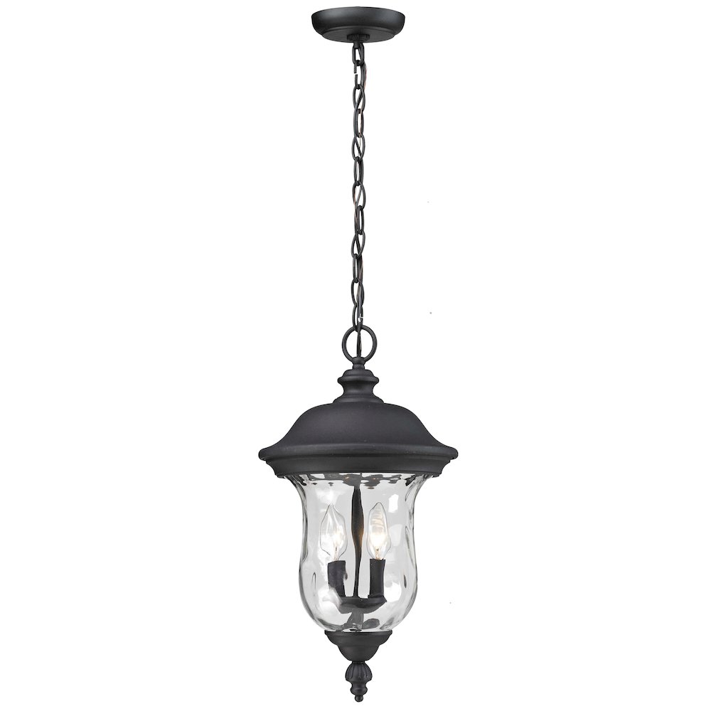 Z-Lite Armstrong 3 Light Outdoor Chain Mount Ceiling Fixture, Black. Picture 1