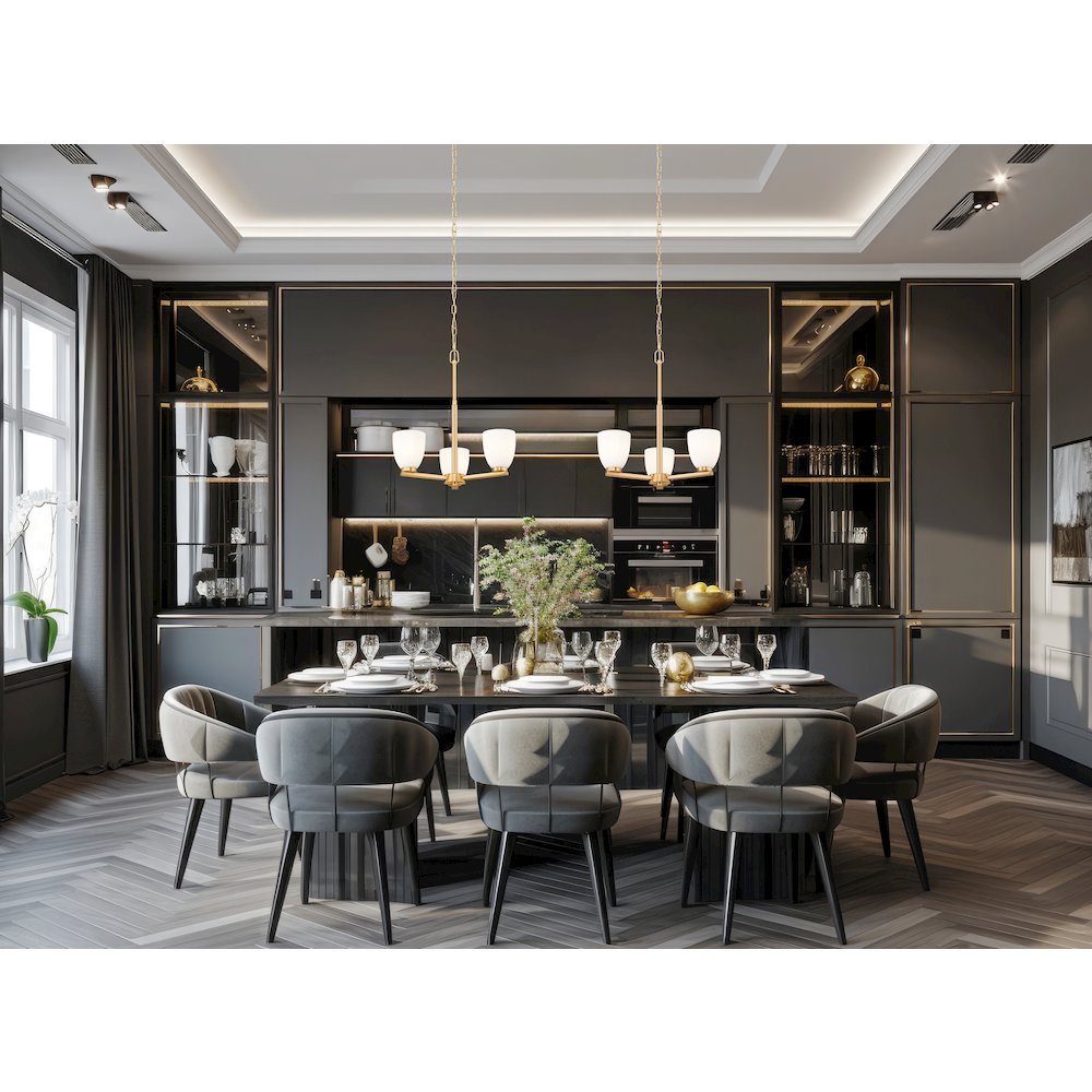 Z-Lite Naya 3 Light Chandelier in Modern Gold color, Steel frame. Picture 7