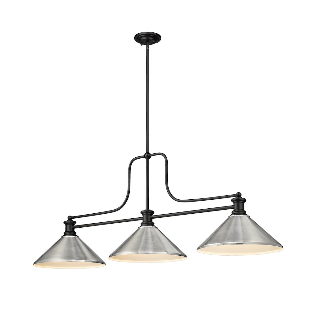 Z-Lite Melange 3 Light Billiard, Steel Frame, Brushed Nickel Shade Color. Picture 1