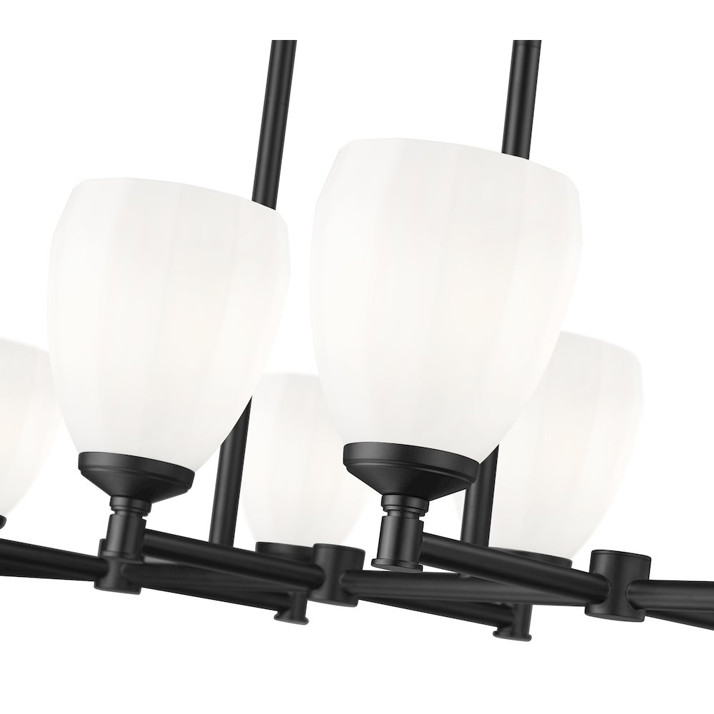 Z-Lite Oren 8 Light Linear Chandelier in Matte Black color, Steel frame. Picture 4