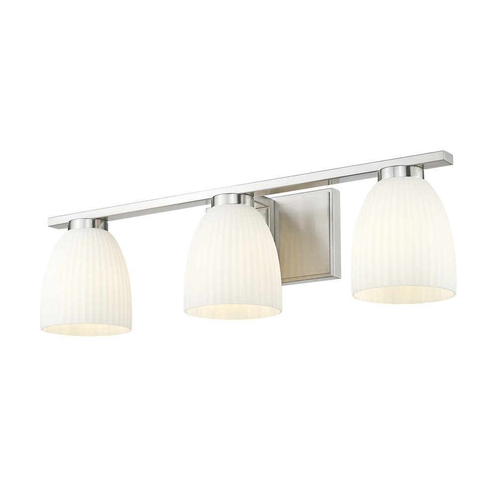Z-Lite Naya 3 Light Vanity in Brushed Nickel color, Steel frame. Picture 3