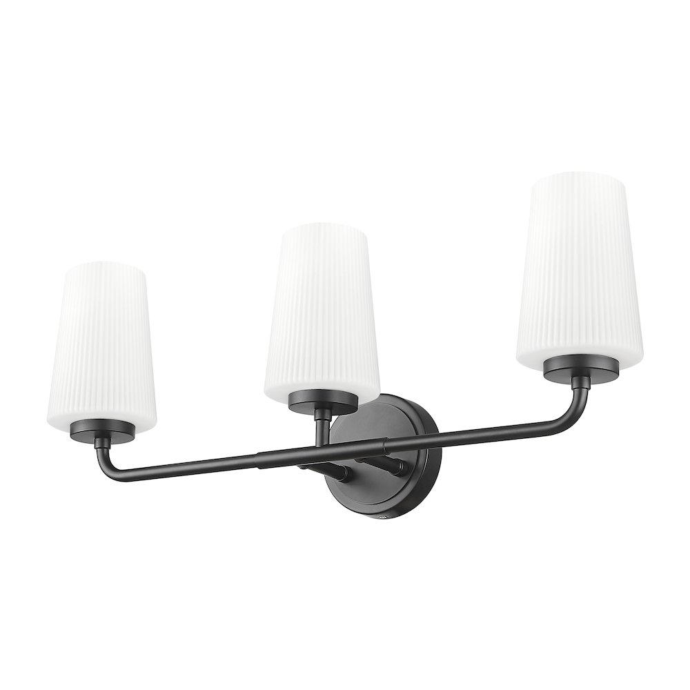 Z-Lite Montford 3 Light Vanity in Matte Black color, Steel frame. Picture 5