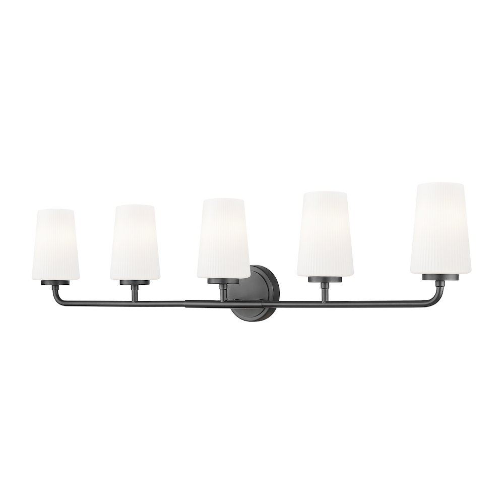 Z-Lite Montford 5 Light Vanity in Matte Black color, Steel frame. Picture 1
