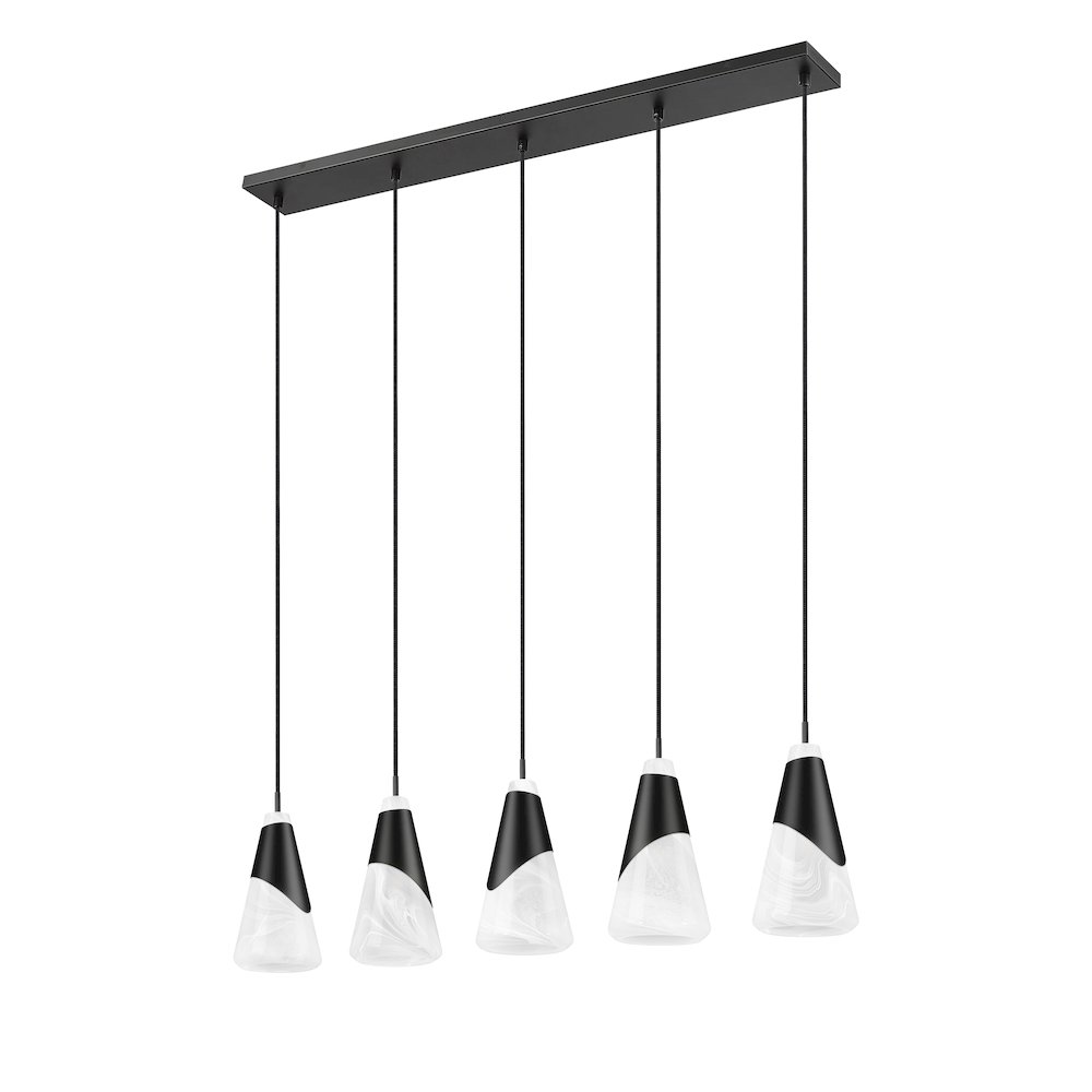 Z-Lite Aimie 5 Light Linear Chandelier, Matte Black. Picture 5