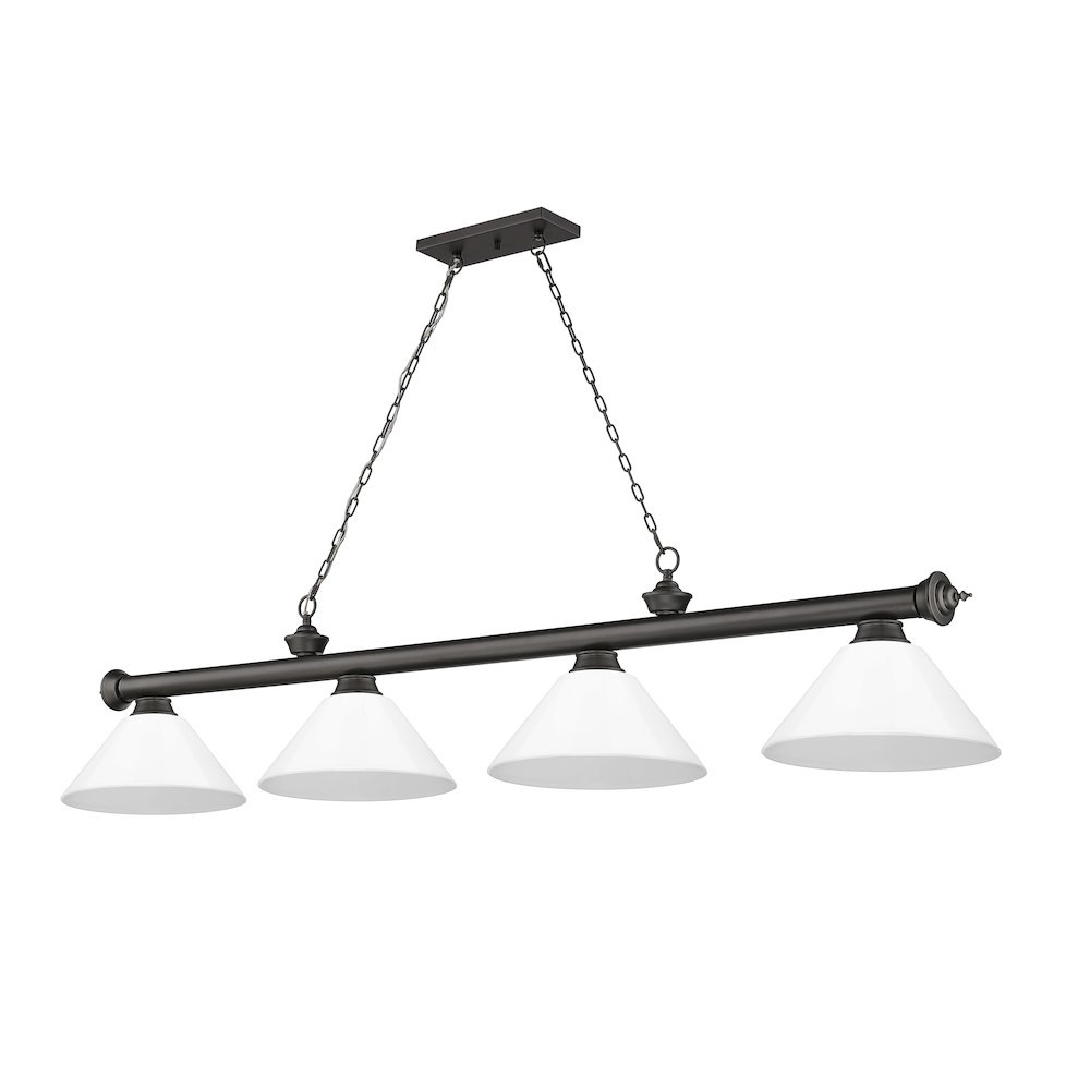 Z-Lite Cordon 4 Light Billiard, Steel Frame, White Shade Color. Picture 5