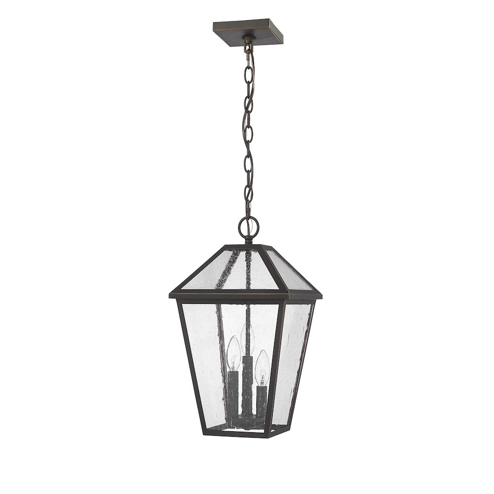 Z-Lite Talbot 3 Light Outdoor Chain Mount Ceiling Fixture, Oil Rubbed Bronze. Picture 5