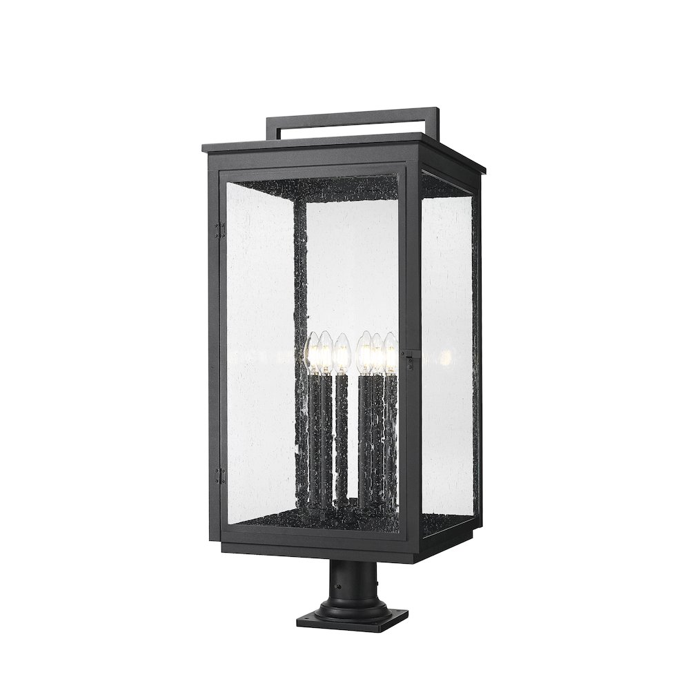 Z-Lite Hartwell 6 Light Outdoor Pier Mounted Fixture in Sand Black color. Picture 1