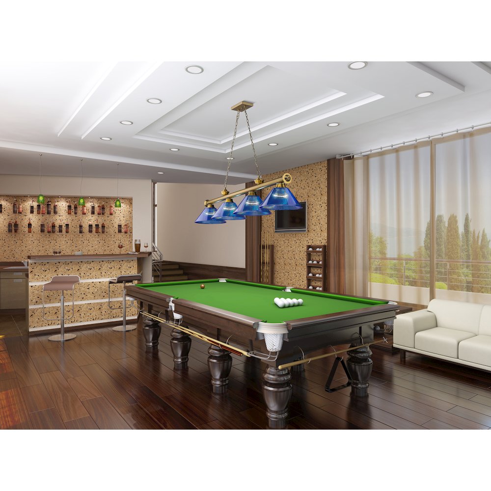 Z-Lite Cordon 4 Light Billiard, Steel Frame, Dark Blue Shade Color. Picture 7