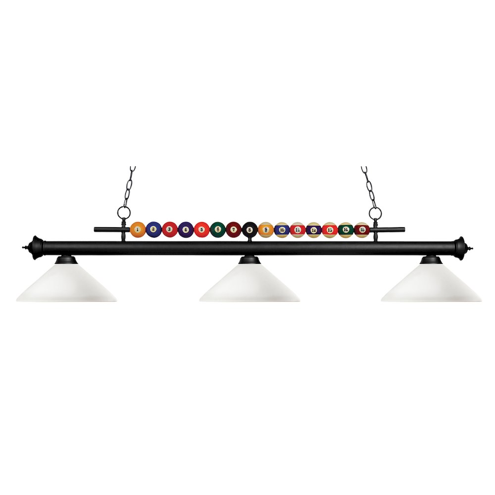 Z-Lite Shark 3 Light Billiard, Steel Frame, Matte Opal Shade Color. Picture 1