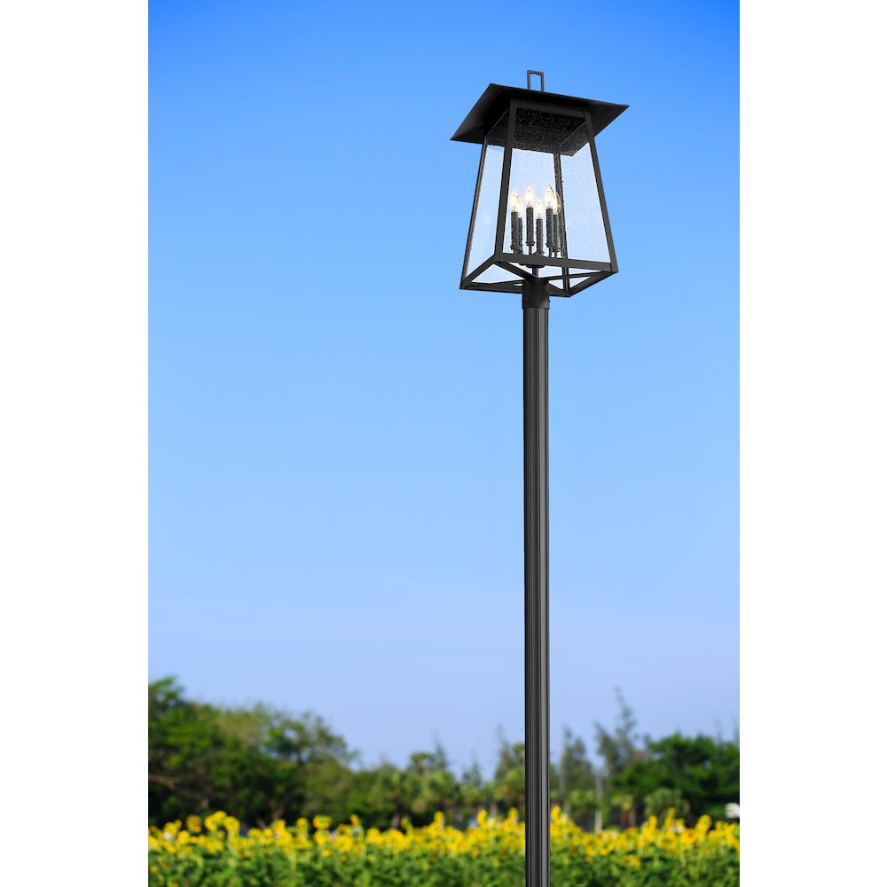 Z-Lite Rainer 6 Light Outdoor Post Mounted Fixture, Black. Picture 7