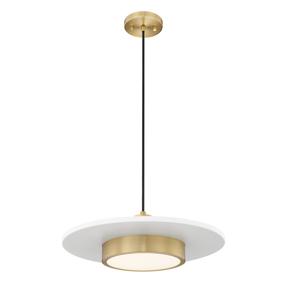 Z-Lite 1 Light Pendant, Matte White + Modern Gold. Picture 3