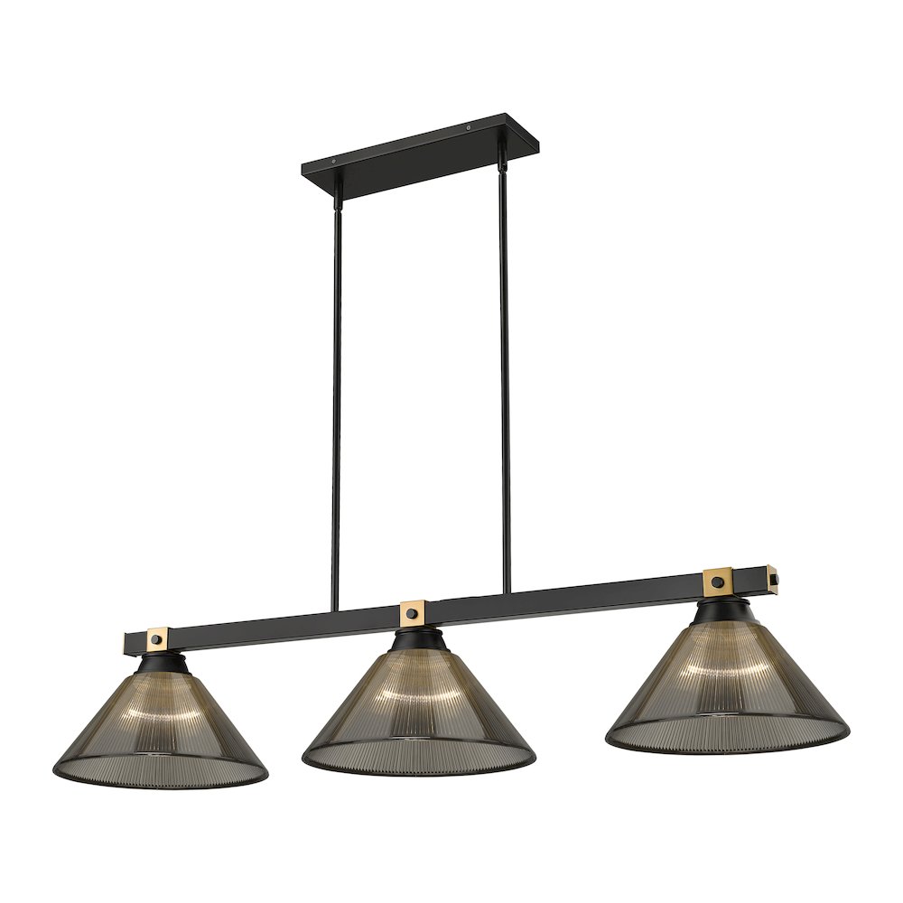Z-Lite Bronte 3 Light Billiard, Steel Frame, Smoke Shade Color. Picture 1
