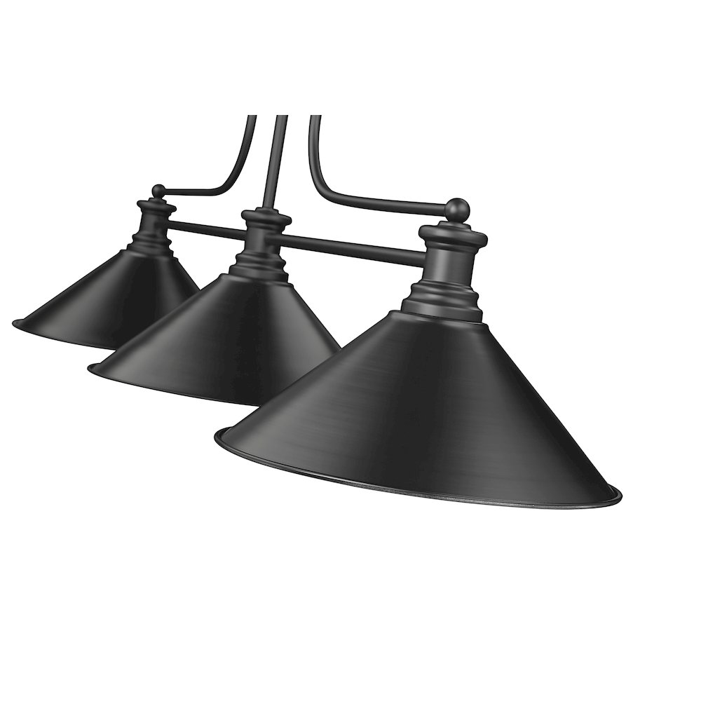 Z-Lite Melange 3 Light Billiard, Steel Frame, Matte Black Shade Color. Picture 4