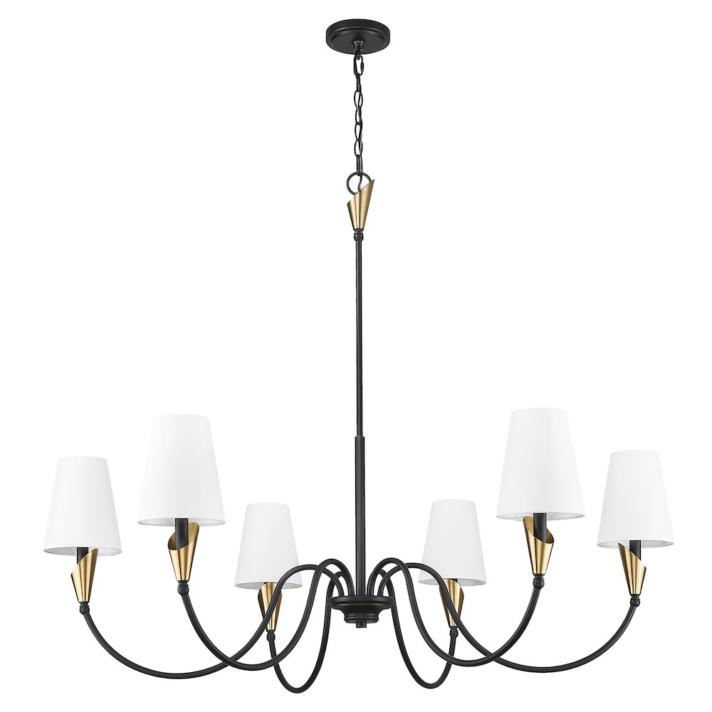 Z-Lite Claudelle 6 Light Chandelier in Matte Black + Modern Gold color. Picture 5