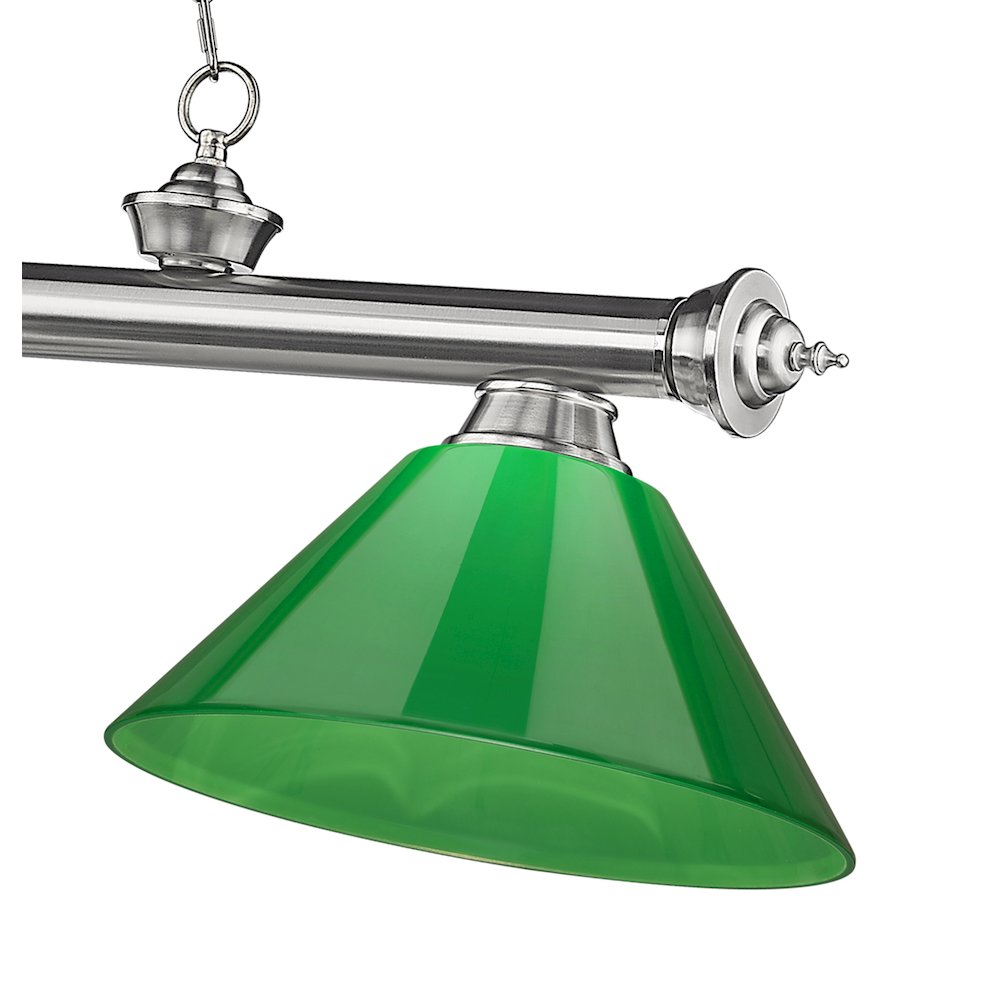 Z-Lite Cordon 3 Light Billiard, Steel Frame, Green Shade Color. Picture 4