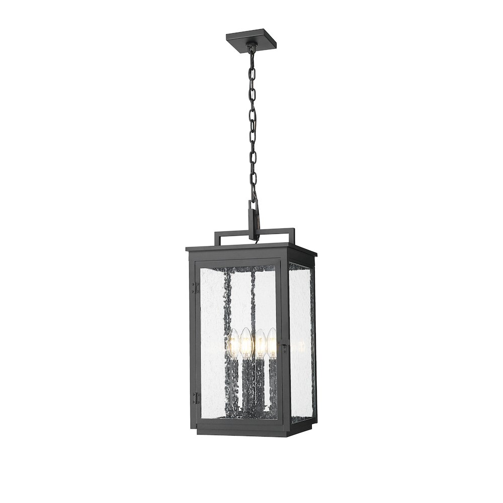 Z-Lite Hartwell 4 Light Outdoor Chain Mount Ceiling Fixture in Sand Black color. Picture 1