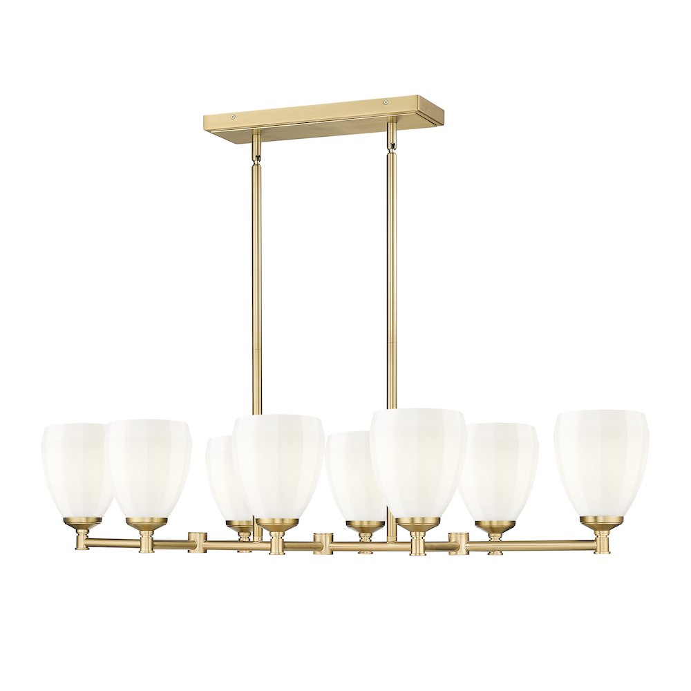 Z-Lite Oren 8 Light Linear Chandelier in Modern Gold color, Steel frame. Picture 3