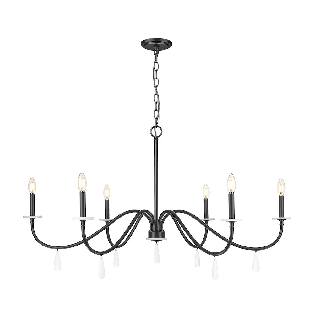 Z-Lite 6 Light Chandelier, Matte Black. Picture 1