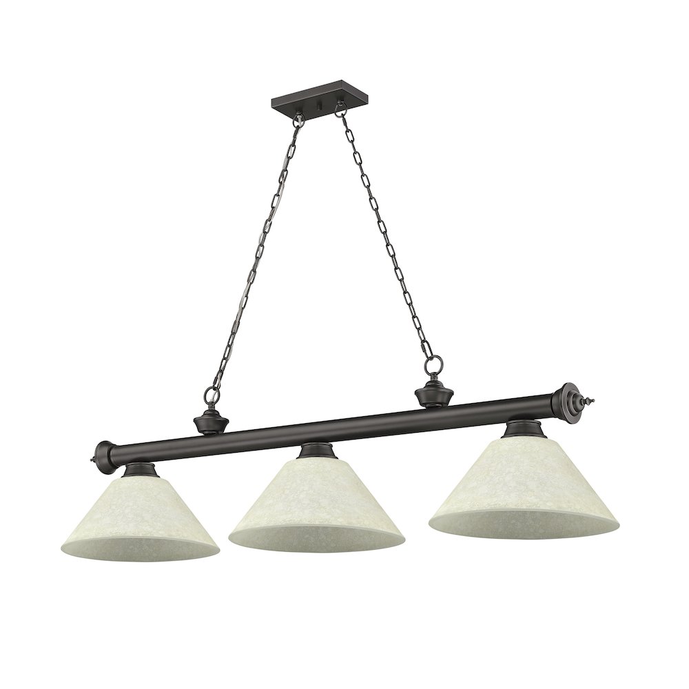 Z-Lite Cordon 3 Light Billiard, Steel Frame, Golden Mottle Shade Color. Picture 5