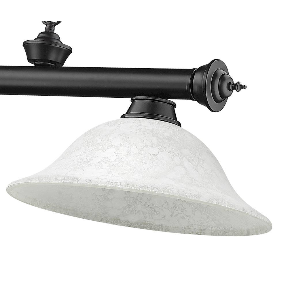 Z-Lite Cordon 3 Light Billiard, Steel Frame, White Mottle Shade Color. Picture 4