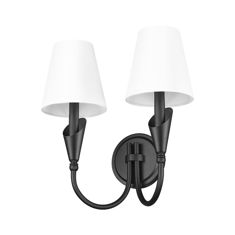 Z-Lite Claudelle 2 Light Wall Sconce in Matte Black color, Steel frame. Picture 5