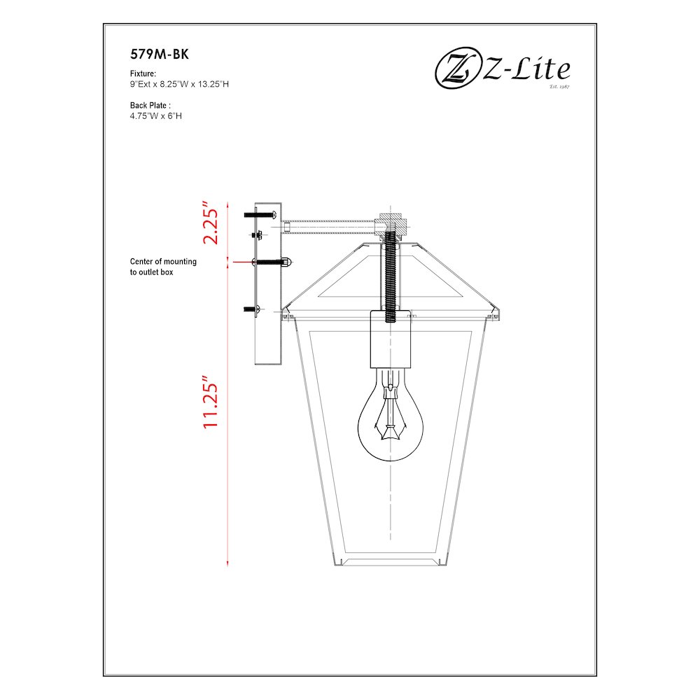 Z-Lite 1 Light Outdoor Wall Light. Picture 8