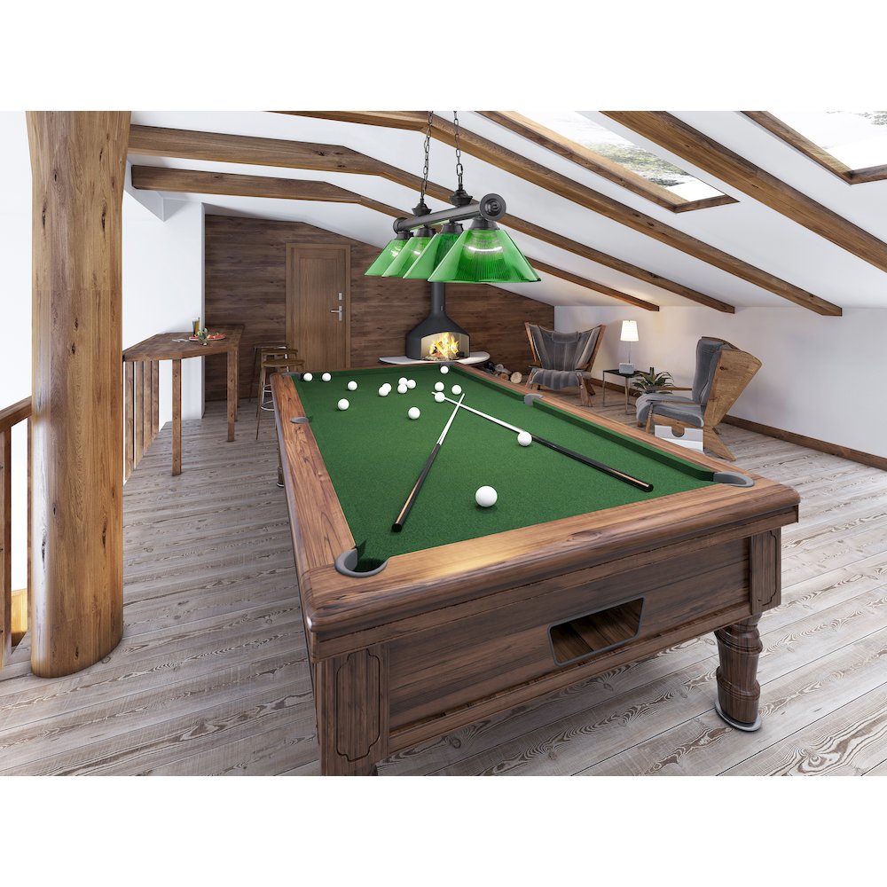 Z-Lite Cordon 4 Light Billiard, Steel Frame, Green Shade Color. Picture 7