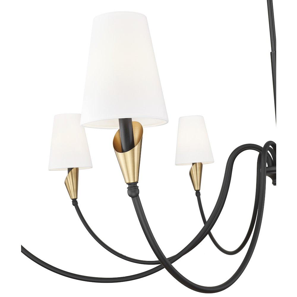 Z-Lite Claudelle 8 Light Chandelier in Matte Black + Modern Gold color. Picture 4
