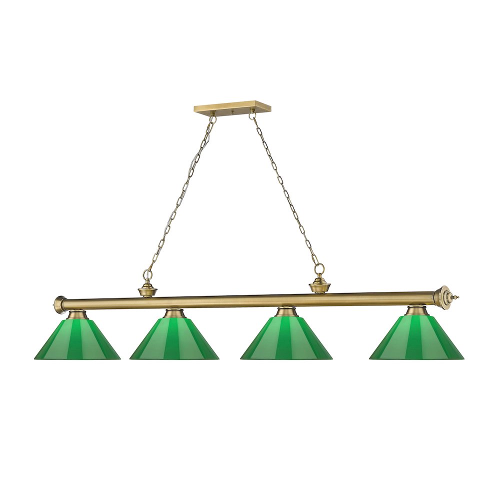 Z-Lite Cordon 4 Light Billiard, Steel Frame, Green Shade Color. Picture 3