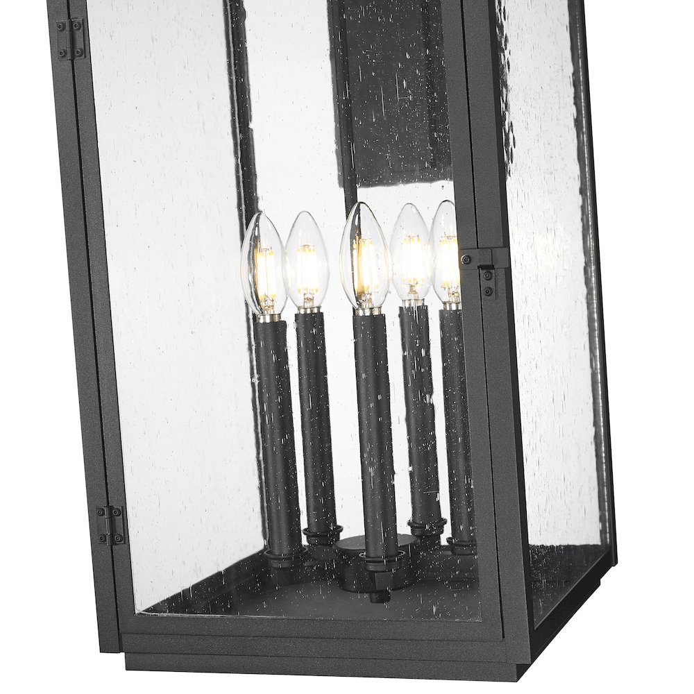 Z-Lite Hartwell 5 Light Outdoor Wall Light in Sand Black color, Aluminum frame. Picture 4