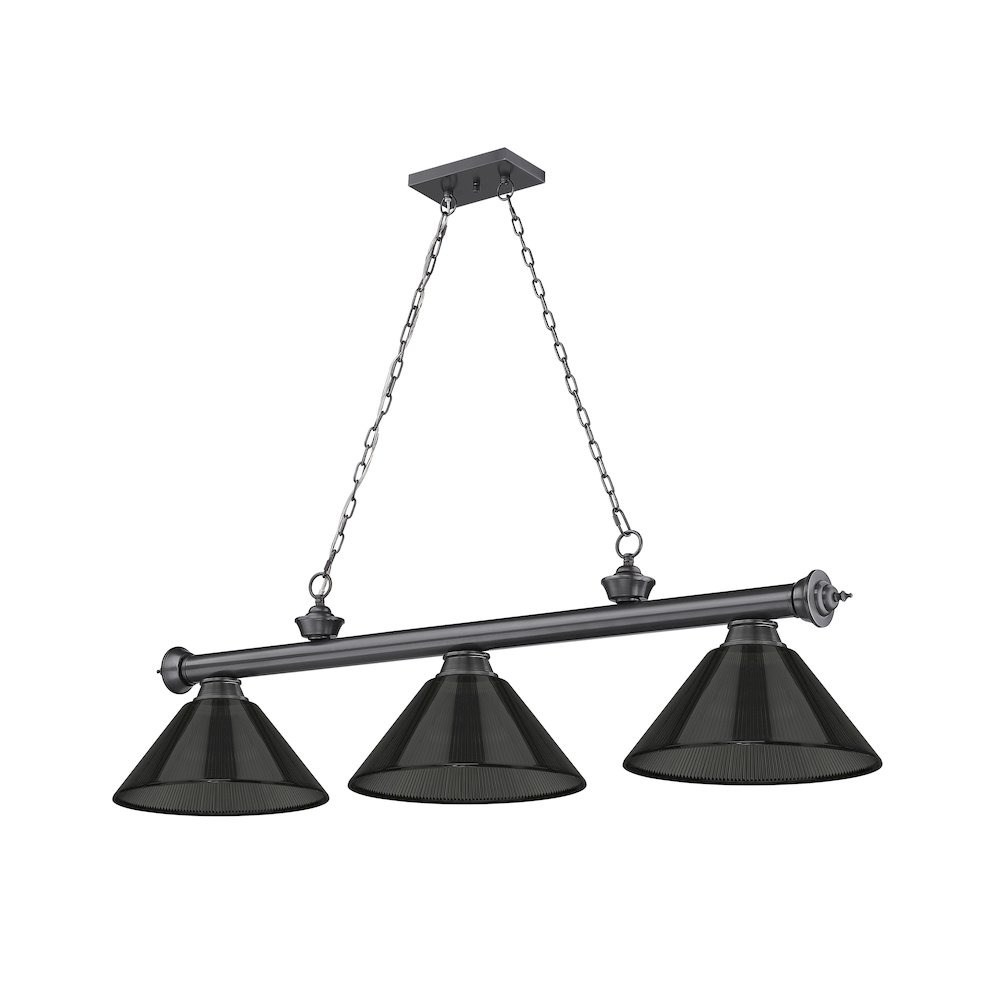 Z-Lite Cordon 3 Light Billiard, Steel Frame, Smoke Shade Color. Picture 5