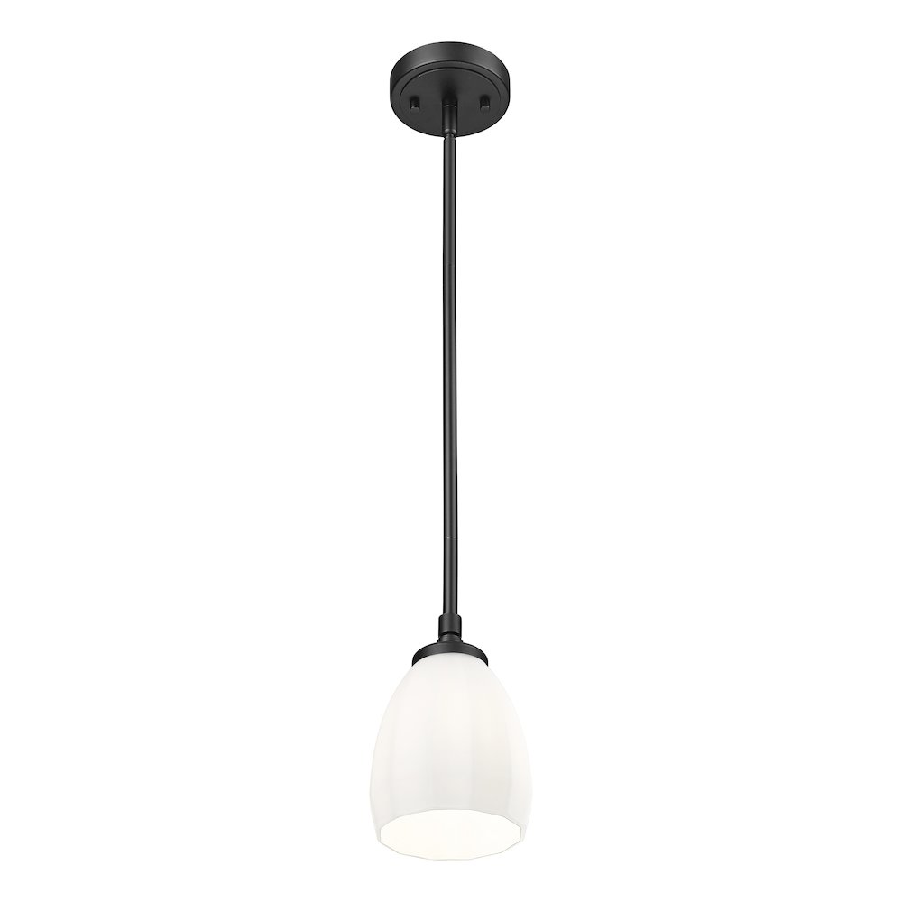 Z-Lite Oren 1 Light Pendant in Matte Black color, Steel frame. Picture 2