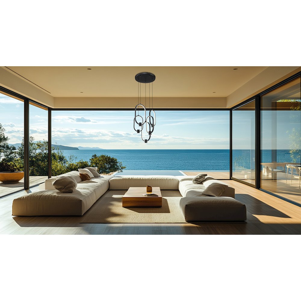Z-Lite 5 Light Chandelier, Matte Black. Picture 5
